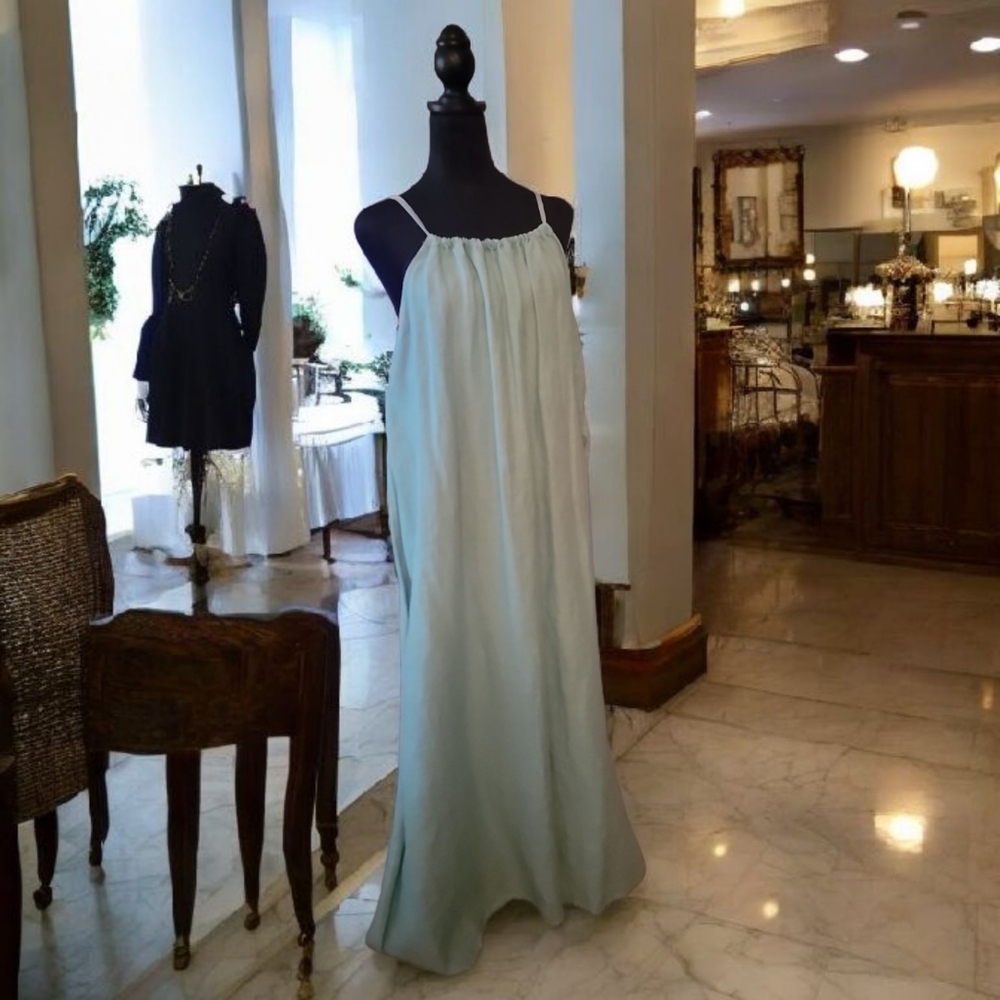 Linen Aquamarine Maxi Dress NWOT